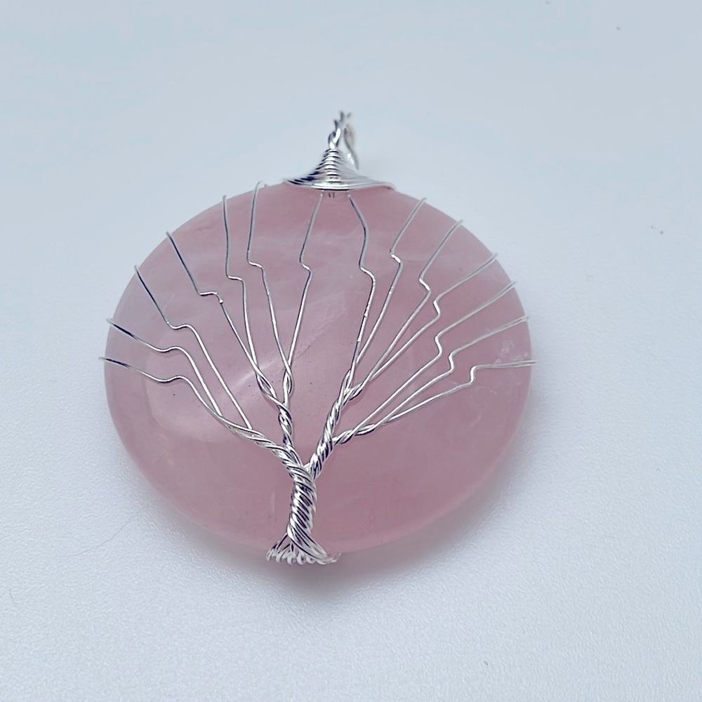 COPY - NEW Pink Rose quartz and silver pendants for necklaces